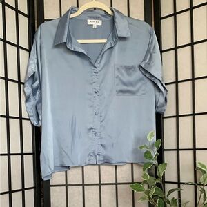 Guess Light Blue Satin Blouse